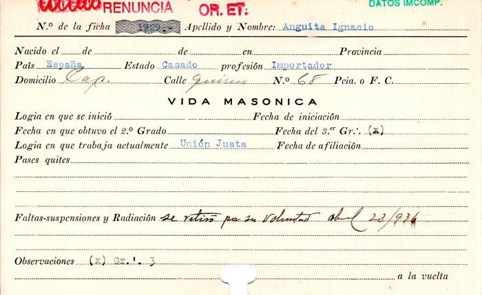 Ficha de miembro de Ignacio Anguita.