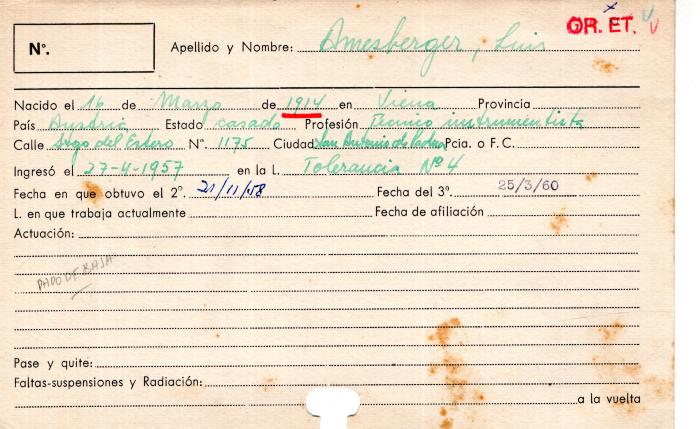 Ficha de miembro de Luis Amesberger.