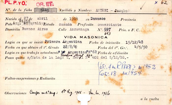 Ficha de miembro de Jacobo Antebi.