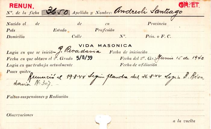 Ficha de miembro de Santiago Andreoli.