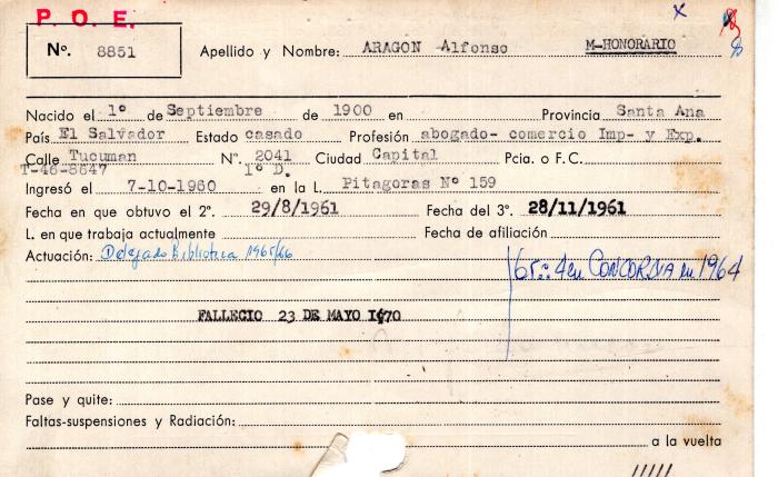 Ficha de miembro de Alfonso Aragon.