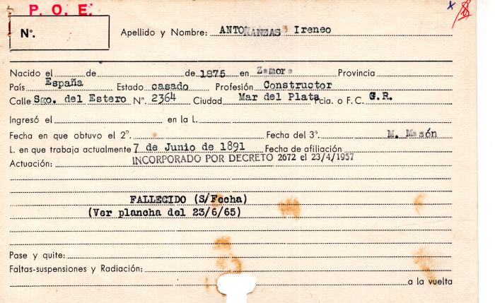 Ficha de miembro de Ireneo Antoñanzas.