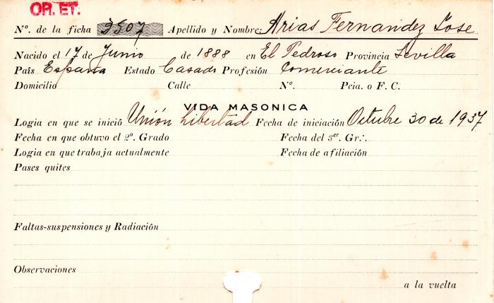 Ficha de miembro de José Arias Fernández.