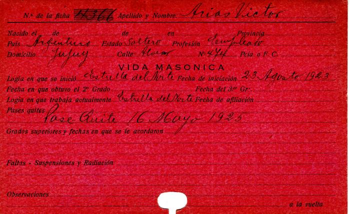 Ficha de miembro de Víctor Arias.