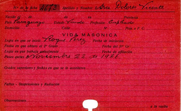 Ficha de miembro de Vicente Arce Dolores.