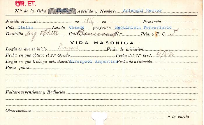 Ficha de miembro de Héctor Arlenghi.