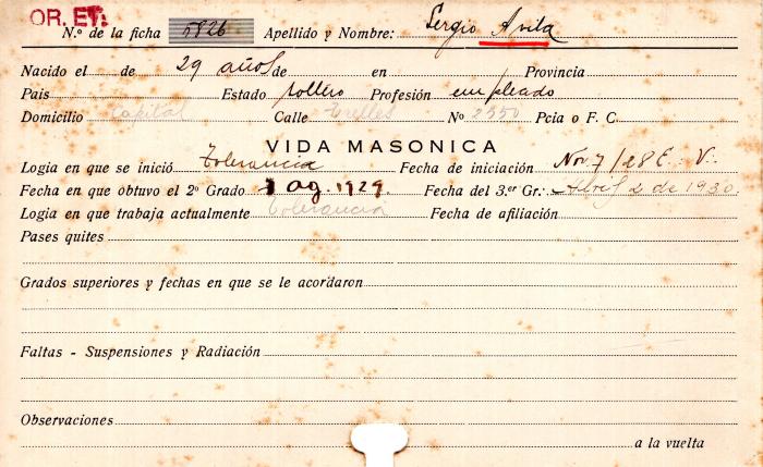 Ficha de miembro de Sergio Avila.