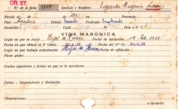 Ficha de miembro de Edgardo Eugenio Auzón.