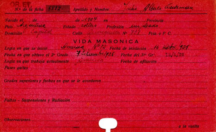 Ficha de miembro de Julio Alberto Asuzman.