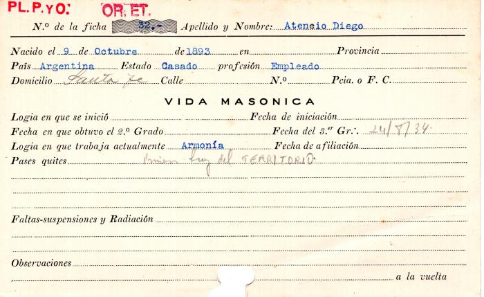 Ficha de miembro de Diego Atencio.