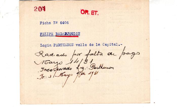 Ficha de miembro de Felipe Badadjoglon.
