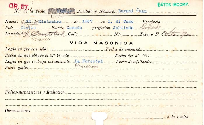 Ficha de miembro de Juan Baroni.