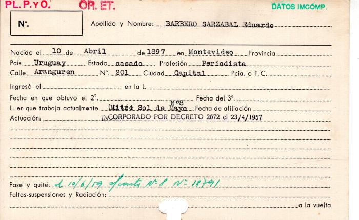 Ficha de miembro de Eduardo Barbero Sarzabal.