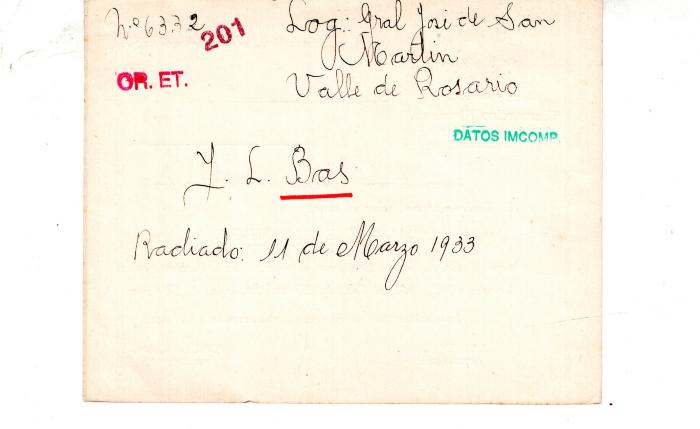 Ficha de miembro de J. L. Bas.