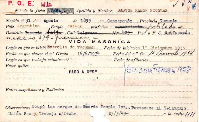 Ficha de miembro de Ramón Nicolás Bastos.
