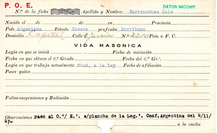 Ficha de miembro de Luis Barrenechea.