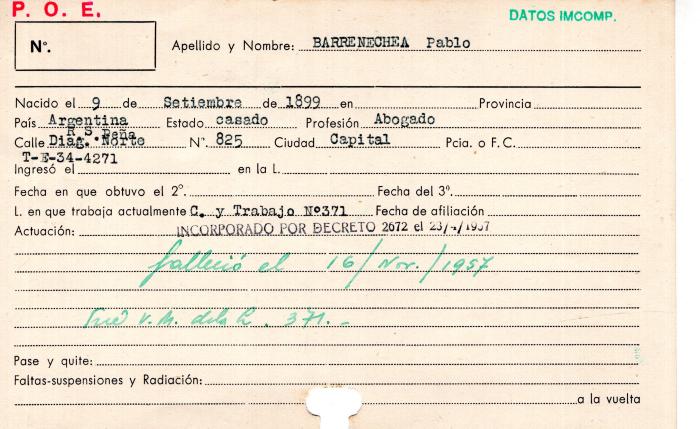 Ficha de miembro de Pablo Barrenechea.