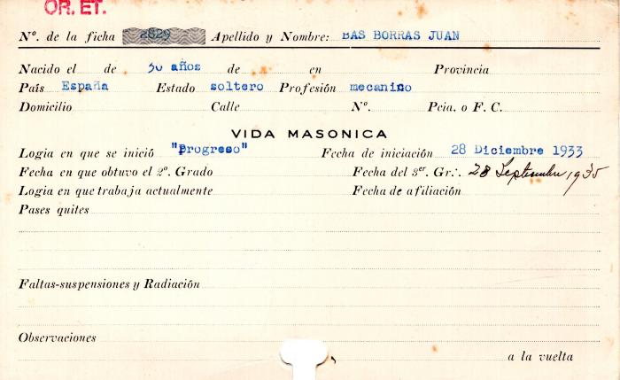 Ficha de miembro de Juan Bas Borras.