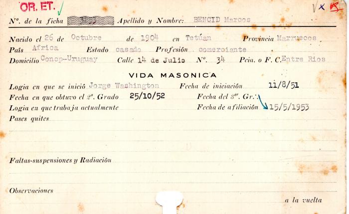 Ficha de miembro de Marcos Bencid.