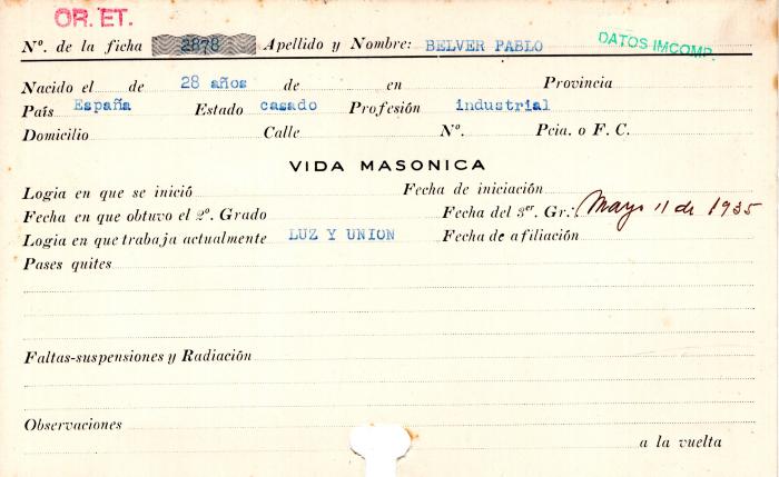 Ficha de miembro de Pablo Belver.