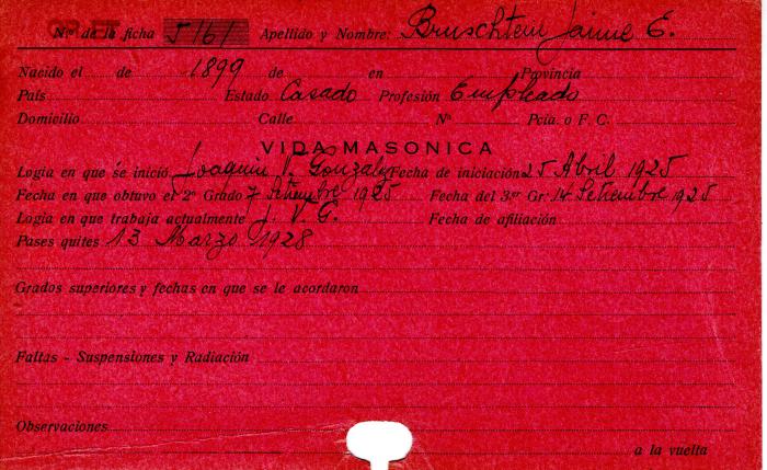 Ficha de miembro de Jaime E. Bruschtein.