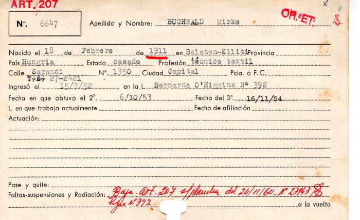 Ficha de miembro de Mirko Buchwald.