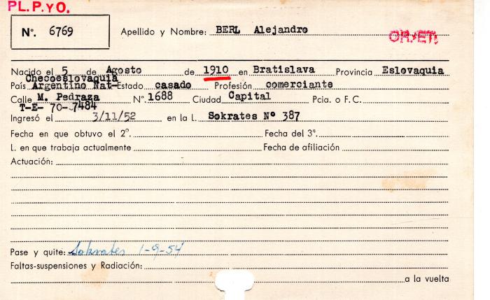 Ficha de miembro de Alejandro Berl.