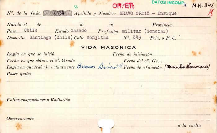 Ficha de miembro de Enrique Bravo Ortíz.
