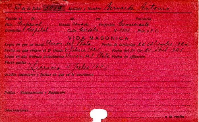 Ficha de miembro de Antonio Bernardo.
