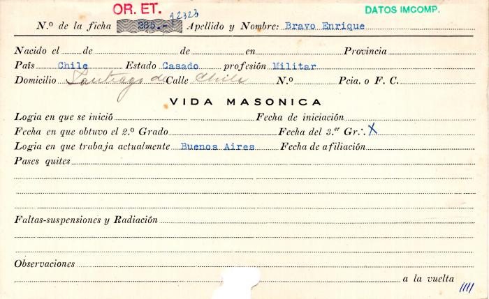 Ficha de miembro de Enrique Bravo.