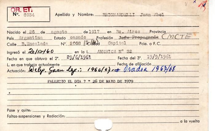 Ficha de miembro de Juan Abel Brignardelli.