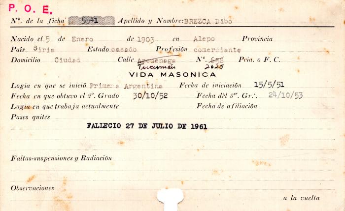 Ficha de miembro de Dibo Brezca.