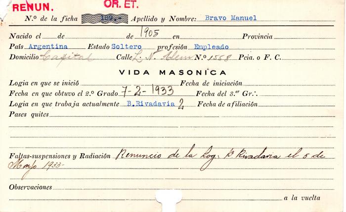 Ficha de miembro de Manuel Bravo.