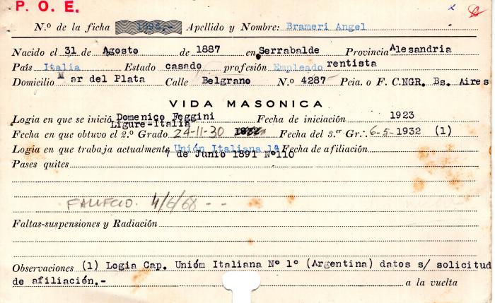Ficha de miembro de Ángel Brameri.