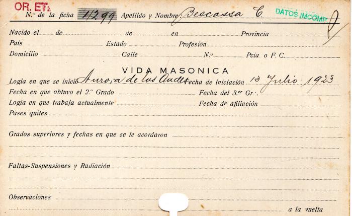 Ficha de miembro de C. Bescassa.