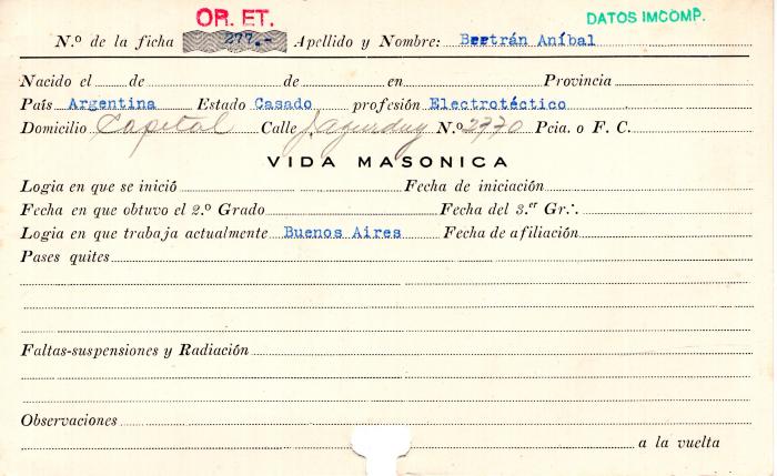 Ficha de miembro de Aníbal Bertran.