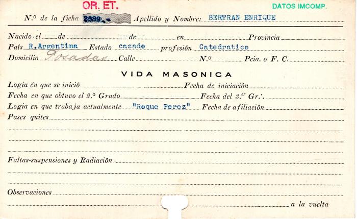 Ficha de miembro de Enrique Bertran.