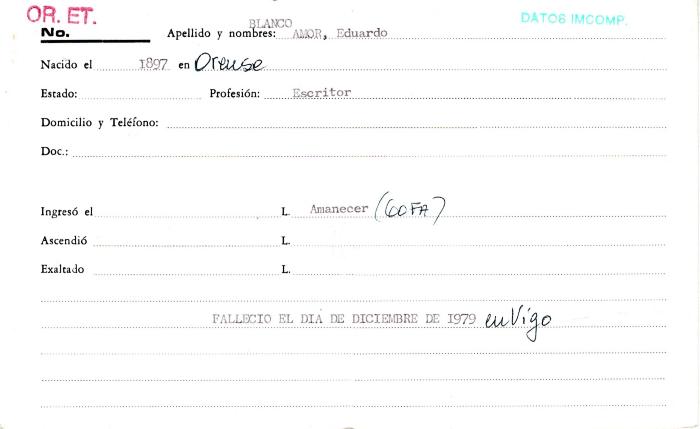 Ficha de miembro de Eduardo Blanco Amor.