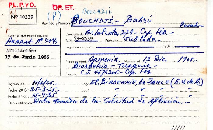 Ficha de miembro de Babri Bouchdji.