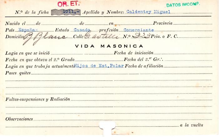 Ficha de miembro de Miguel Caldentey.