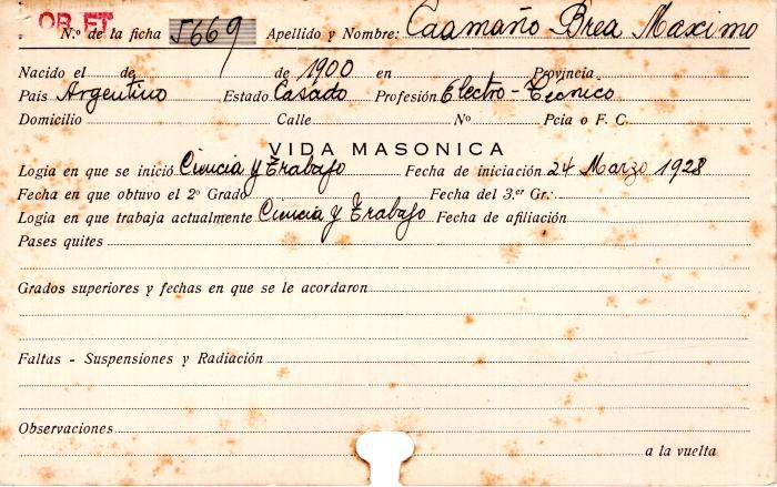 Ficha de miembro de Máximo Caamaño Brea.