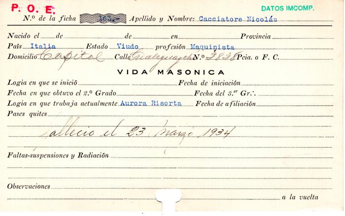 Ficha de miembro de Nicolás Cacciatore.