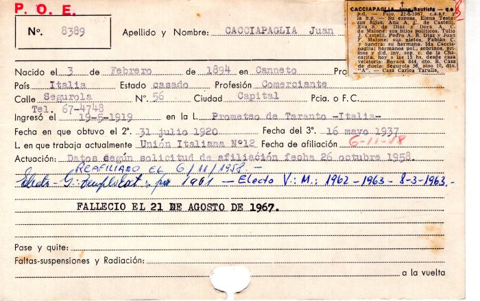 Ficha de miembro de Juan Cacciapaglia.