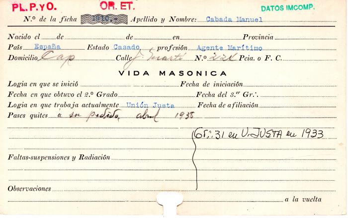 Ficha de miembro de Manuel Cabada.