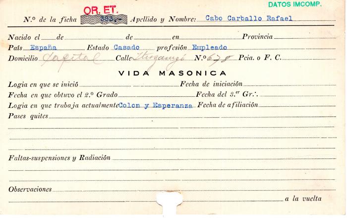 Ficha de miembro de Rafael Cabo Carballo.