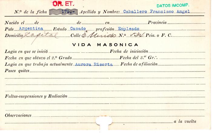 Ficha de miembro de Francisco Ángel Caballero.