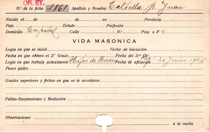 Ficha de miembro de Juan Caltella.