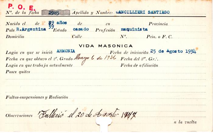 Ficha de miembro de Santiago Cancillieri.