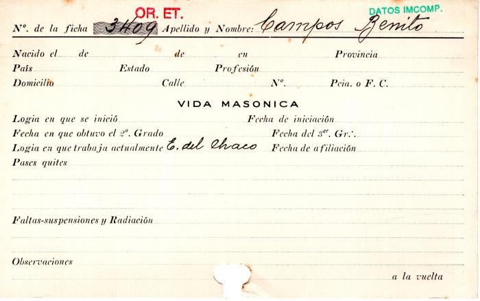 Ficha de miembro de Benito Campos.