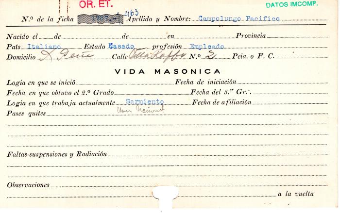 Ficha de miembro de Pacífico Campolungo.